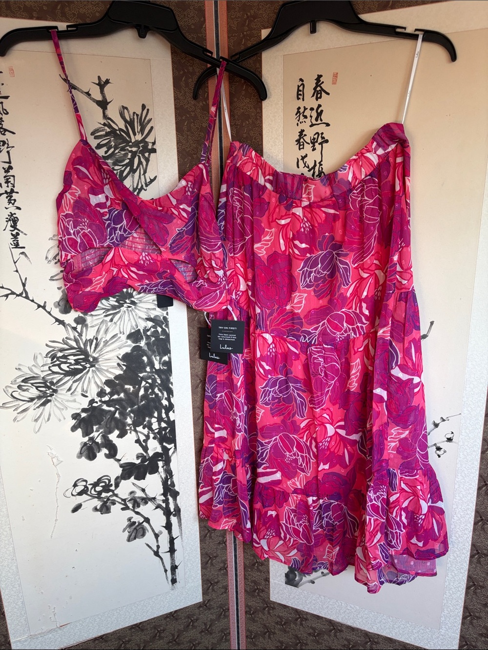 Lulu's Vibrant Pink & Purple Floral Camisole Dress